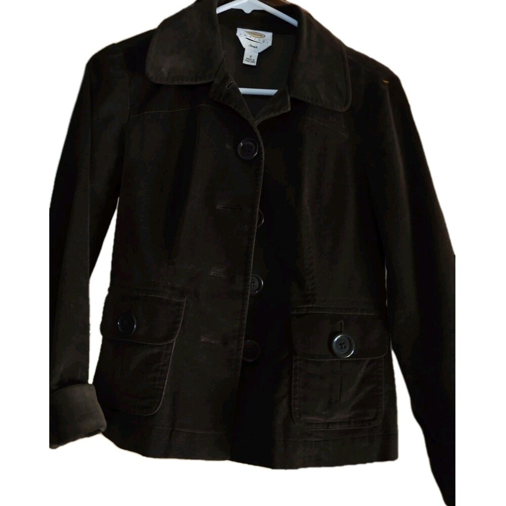Women's Stretch Brown 5 Button Faux Suede Jacket Retro New York Hip Sz XS